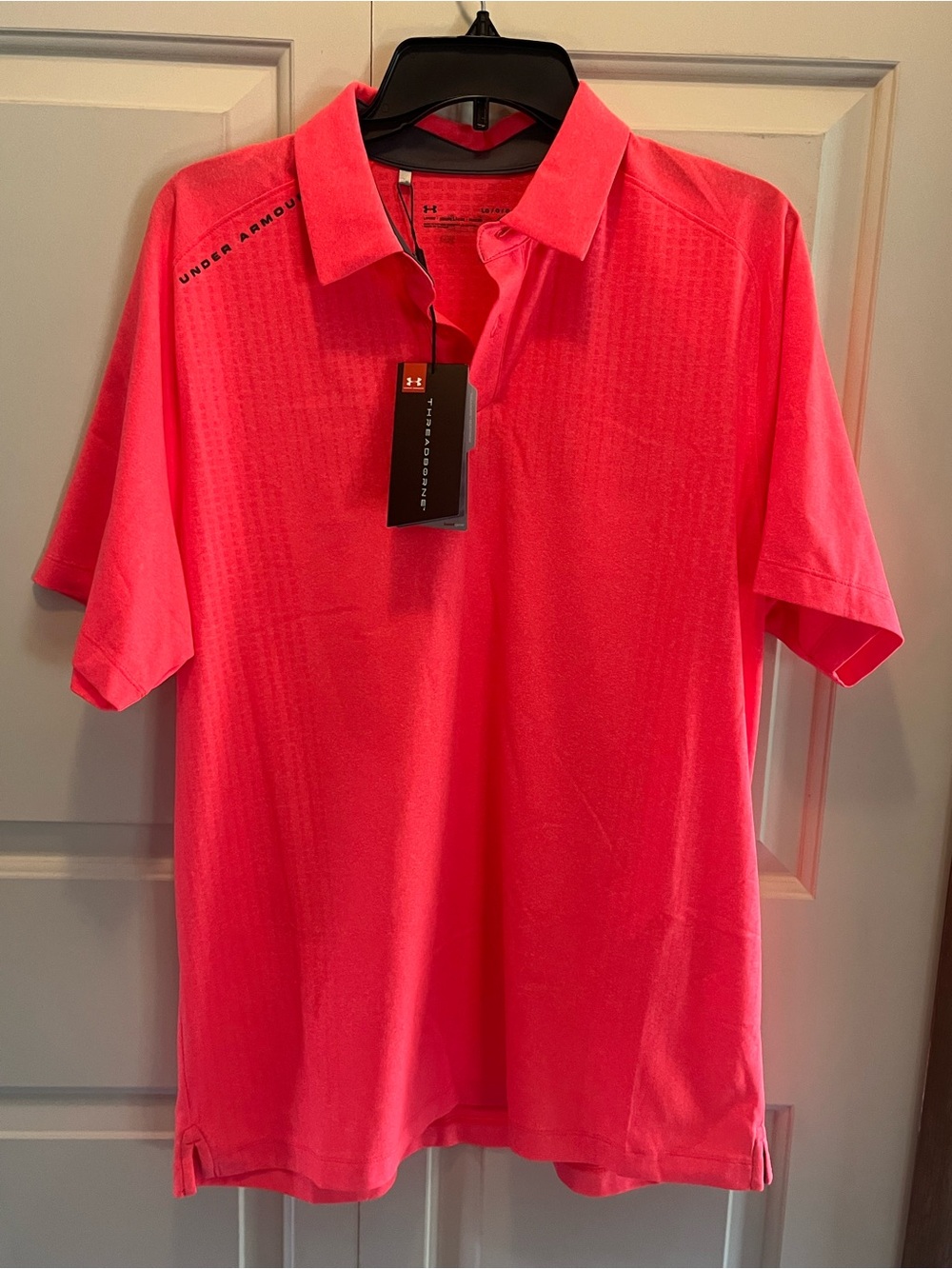 NWT Under Armour Threadborne Neon Coral Golf Polo Men’s Size L